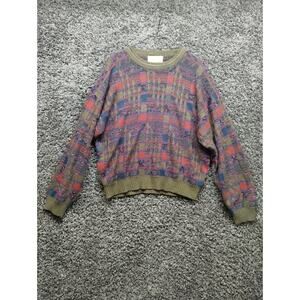 Vintage Expressions Worldwide Sweater Adult Large Purple and Green Acryclic Knit